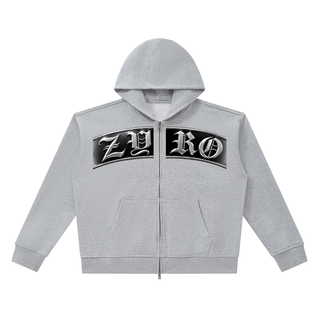 ZYRO Grey Zip Up Hoodie (BANNER)
